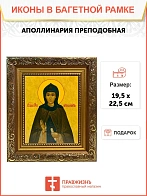 Икона Аполлинария преподобная, широкая рамка 19,5х22,5х2 см 031