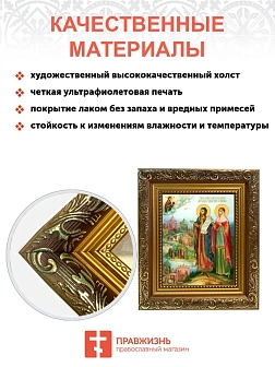 Икона Петр и Феврония Муромские чудотворцы, широкая рамка 19,5х22,5х2 см 118
