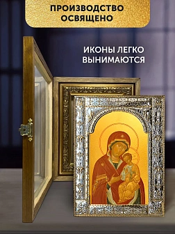 Икона Песчанская Божия Матерь в ризе и деревянном киоте, 33х27 см