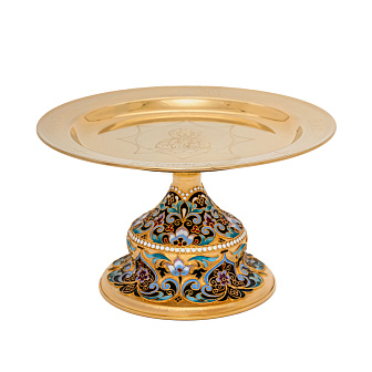 Дискос с поддискосником / ф240мм-потир 0, 5л №3 / филигрань, эмаль / золочение