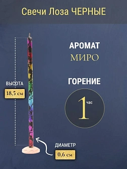 Набор Подсвечник оникс "вазочка", со свечами праздничные №80 (уп 50шт), ЧЕРНЫЕ (Радужная лоза)