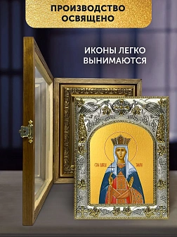 Икона Тамара Грузинская Царица в ризе и деревянном киоте, 26х22 см