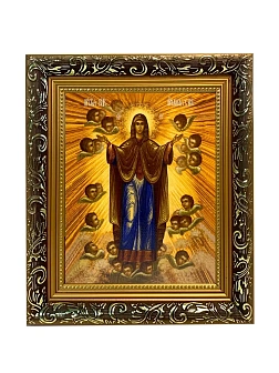 Икона Божией Матери Нерушимая Стена, узкая рамка 17,5х20,5х2 см 191