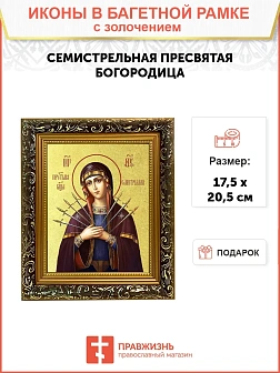 Икона Божией Матери "Семистрельная" с золочением поталью, 03065-УЛ