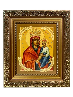 Икона Божией Матери Споручница грешных, широкая рамка 19,5х22,5х2 см 1139