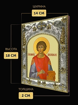 Икона Пантелеймон Целитель в ризе, 18х14 см