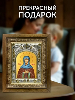 Икона Таисия Египетская в ризе и деревянном киоте, 26х22 см Икона Таисия Египетская в ризе и деревянном киоте, 26х22 см