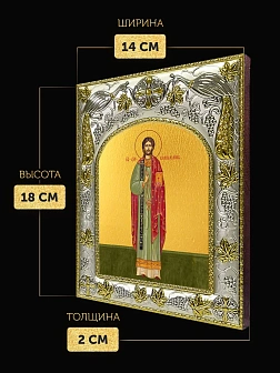 Икона Вениамин Персидский в ризе, 18х14 см