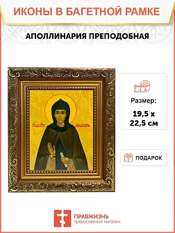 Икона Аполлинария преподобная, широкая рамка 19,5х22,5х2 см 031
