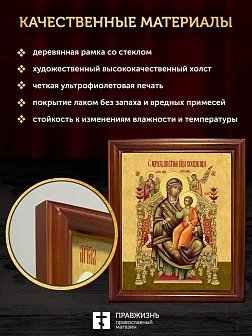 Икона Божией Матери Всецарица, деревянная рамка со стеклом 15х18х2 см 054