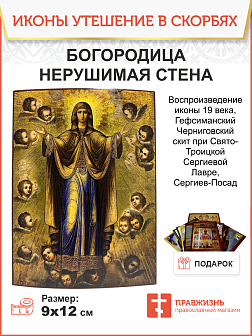 Икона Божия Матерь Нерушимая Стена, авторская технология 9х12 см