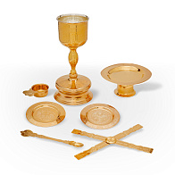 Потир 1.0 с принадлежностями с вклад.(мельхиор) серебр. золоч.