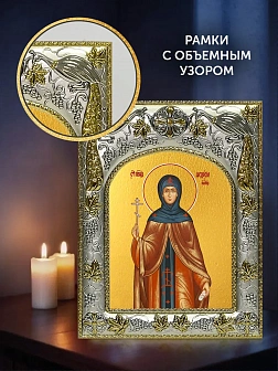 Икона Феодосия Константинопольская в ризе и деревянном киоте, 26х22 см
