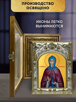 Икона Аполлинария Египетская в ризе и деревянном киоте, 26х22 см