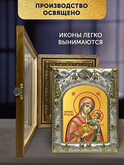 Икона Муромская Божия Матерь в ризе и деревянном киоте, 26х22 см
