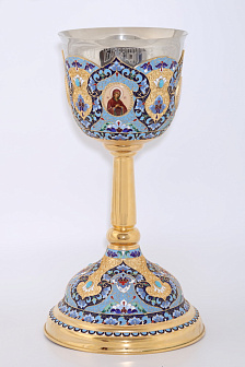 Потир 3.0л 4-финифти, филигрань, эмаль "№6" / золочение / мельхиоровый стакан