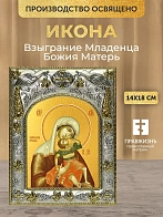 Икона Взыграние Младенца Божия Матерь в ризе, 18х14 см