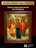 Икона Целительница Божия Матерь с золочением, деревянная рамка со стеклом 15х18х2 см 147