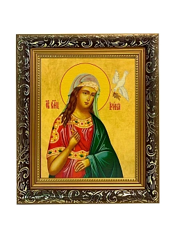 Икона Ирина Македонская великомученица, узкая рамка 17,5х20,5х2 см 083