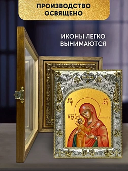Икона Девпетерувская Божия Матерь в ризе и деревянном киоте, 26х22 см