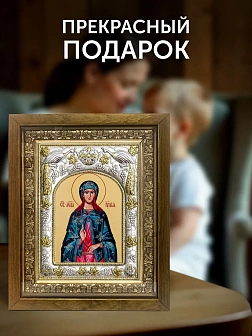 Икона Иулия Карфагенская в ризе и деревянном киоте, 26х22 см