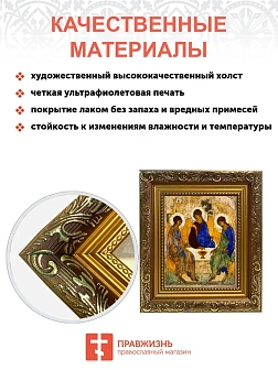 Икона Троица Андрея Рублева, широкая рамка 19,5х22,5х2 см 164