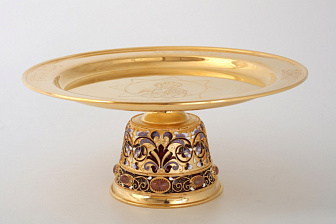 Дискос с поддискосником / ф320мм-рюмочка 3, 0л / филигрань, эмаль, ручная гравировка / золочение