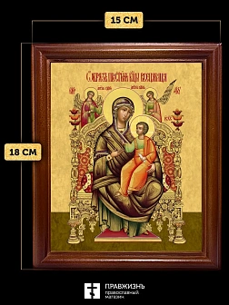 Икона Божией Матери Всецарица, деревянная рамка со стеклом 15х18х2 см 054