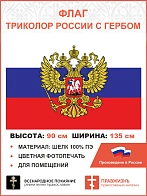 Флаг 310 Триколор России государственный флаг, 90х135 см, шелк для улицы