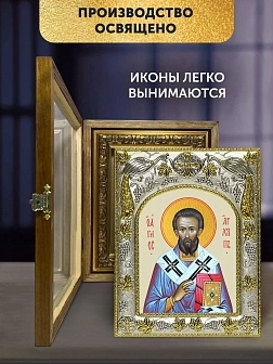 Икона Архипп Колосский в ризе и деревянном киоте, 26х22 см
