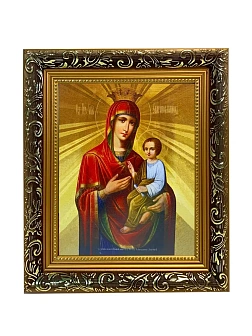 Икона Божией Матери Скоропослушница, узкая рамка 17,5х20,5х2 см 132