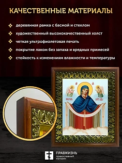 Икона Покров Пресвятой Богородицы, деревянная рамка с басмой и стеклом 18х21х2,5 см 119 Икона Покров Пресвятой Богородицы, деревянная рамка с басмой и стеклом 18х21х2,5 см 119
