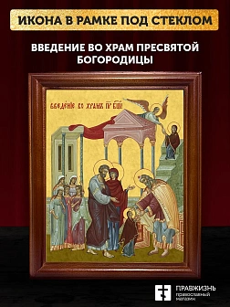 Икона Введение во храм Пресвятой Богородицы, деревянная рамка со стеклом 15х18х2 см 1204