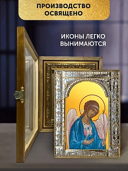 Икона Архангел Гавриил в ризе и деревянном киоте, 33х27 см