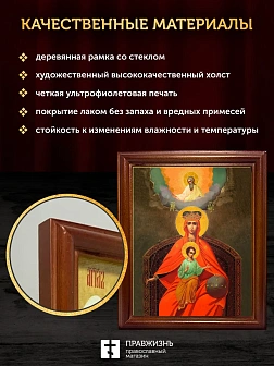 Икона Божией Матери Державная, деревянная рамка со стеклом 15х18х2 см 064