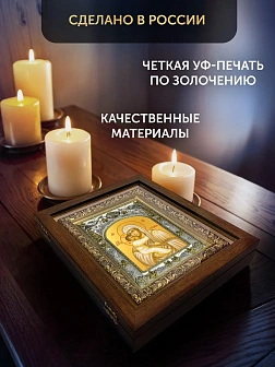 Икона Жировицкая Божия Матерь в ризе и деревянном киоте, 26х22 см