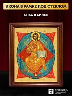 Икона Господа Иисуса Христа Спас в Силах, деревянная рамка со стеклом 15х18х2 см 1129