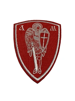 Шеврон Архангел Михаил красный/белый пришивной оксфорд высота 10 см 1 шт
