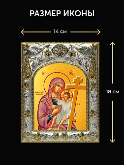 Икона Новоникитская Божия Матерь в ризе и деревянном киоте, 26х22 см