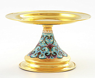 Дискос с поддискосником / ф240мм-потир 0, 5л "№13" / филигрань, эмаль, ручная гравировка / золочение