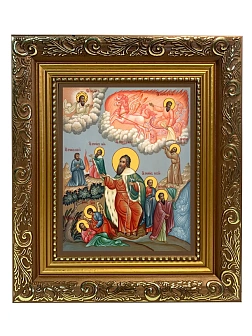 Икона Илии Фесвитянин пророк, широкая рамка 19,5х22,5х2 см 077