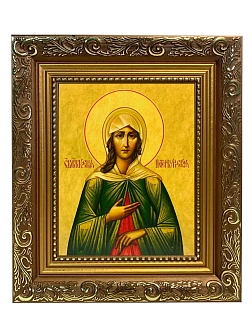 Икона Ксения Петербургская блаженная, широкая рамка 19,5х22,5х2 см 089