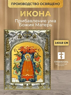 Икона Прибавление ума Божия Матерь в ризе, 18х14 см