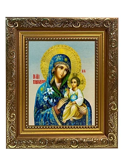Икона Божией Матери Неувядаемый Цвет, широкая рамка 19,5х22,5х2 см 165