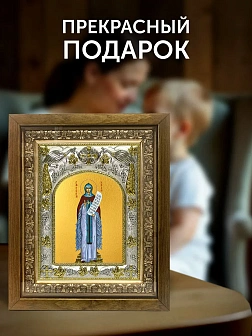 Икона Афанасия Эгинская в ризе и деревянном киоте, 26х22 см Икона Афанасия Эгинская в ризе и деревянном киоте, 26х22 см