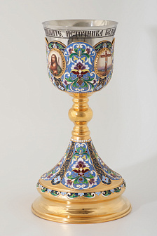 Потир 1.0л 4-финифти, филигрань, эмаль / золочение / нержавеющий стакан