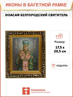 Икона Иоасаф Белгородский святитель, узкая рамка 17,5х20,5х2 см 1218
