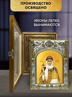 Икона Ольга Великая Княгиня в ризе и деревянном киоте, 26х22 см