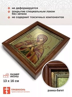 Икона 142 Умягчение злых сердец Божия Матерь золочение поталь киот 21 см