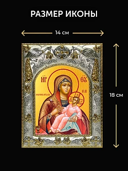 Икона Козельщанская Божия Матерь в ризе и деревянном киоте, 26х22 см